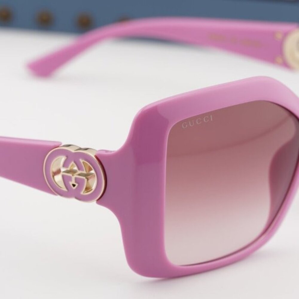 Gucci GG2015S 005 Square Sunglasses – Pink/Burgundy - Picture 3 of 12